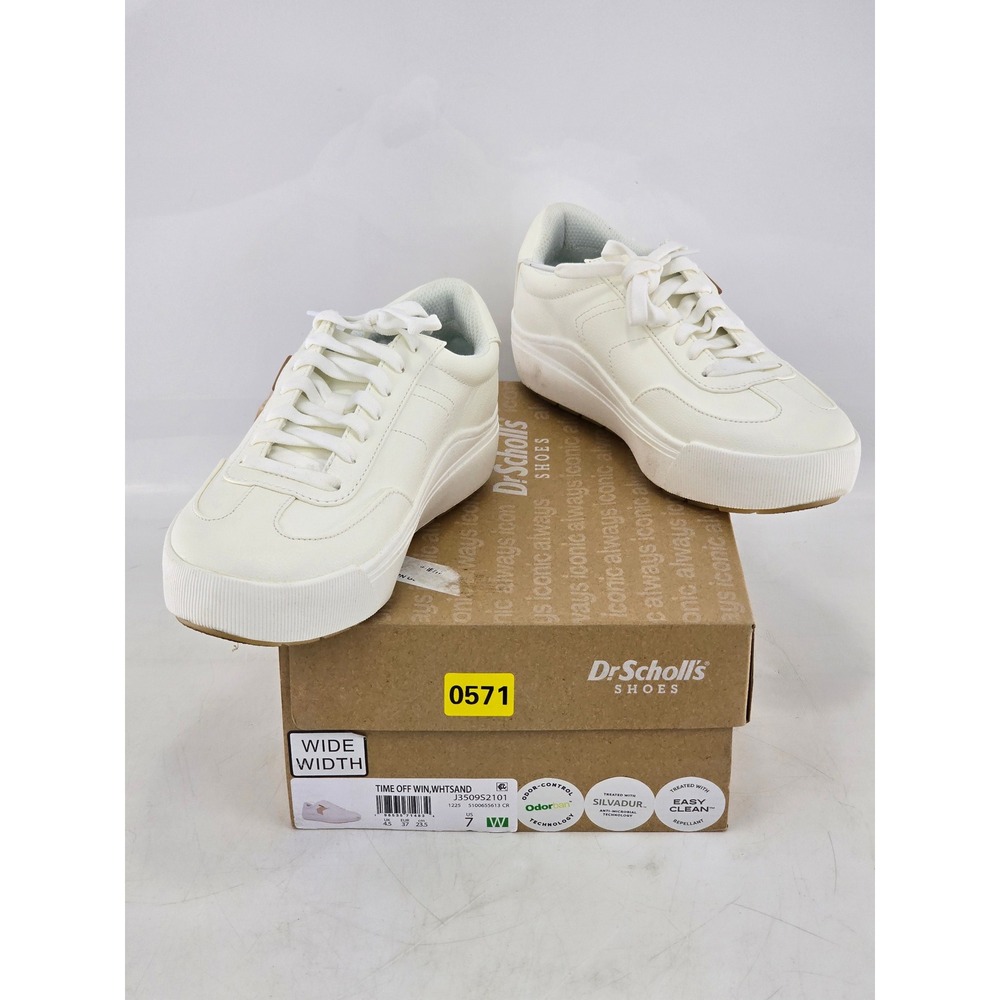 Dr. Scholl's Time Off Sneaker Womens 7 W White Sand Lace Up - Excellent